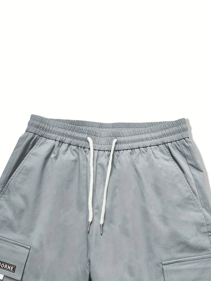 Plus Size Spring Summer Men Casual Cargo Pants Pockets Black Loose Out Door Elasticity Sports Oversize Pants 46 48 50 52