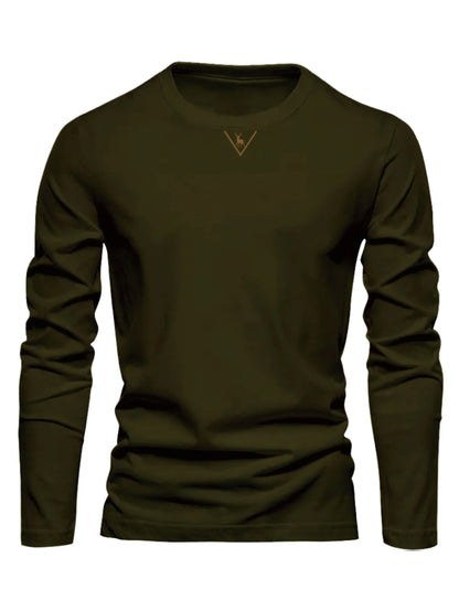 Fashionable California Pattern Print Men's 100% Cotton Loose and Comfortable Sports and Leisure Round Neck Long Sleeve T-shirt
