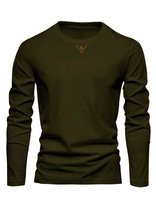 Fashionable California Pattern Print Men's 100% Cotton Loose and Comfortable Sports and Leisure Round Neck Long Sleeve T-shirt