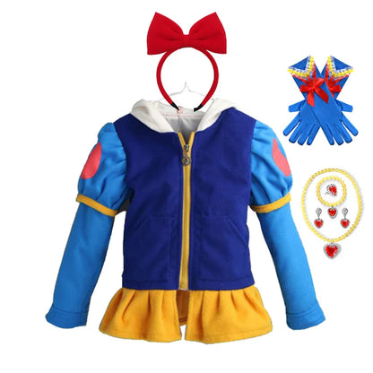 Jaquetas Infantis com Capuz Para Meninas Primavera Infantil Desenho Animado Branca de Neve Algodão Casacos Externos Roupas Casuais Infantis Roupa de Menina