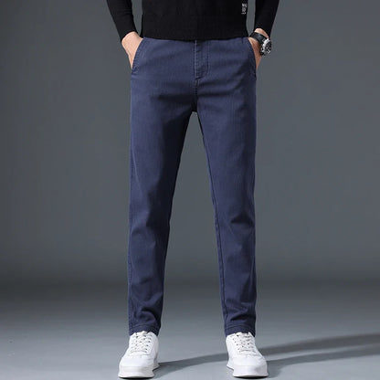 2025 Autumn New Casual Pants Men's Fashion Slim Fit Thick Straight Pants Soft Cotton Retro Style Streetwear Trousers Clothing