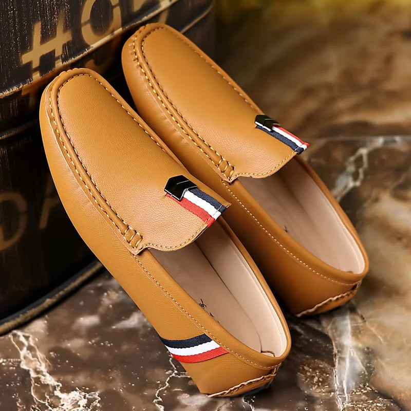 Men's Loafers High Quality Anti-slip Casual Shoes Men's Leather Loafer Outdoor Breathable Lightweight Soft Driving Shoes