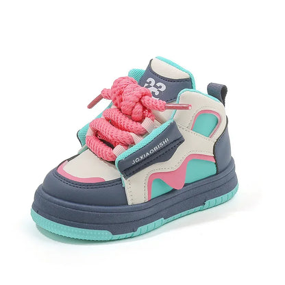 Children Tennis Shoes Spring Autumn Patchwork Leather Sports Shoes for Boy Girl Causal Versatile Kids Fashion Running Sneakers