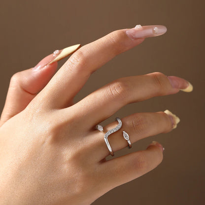 Exquisite Full Moissanite Ring D VVS1 Double Snake Shape for Woman Men S925 Sterling Sliver Birthday Gift Party Jewelry