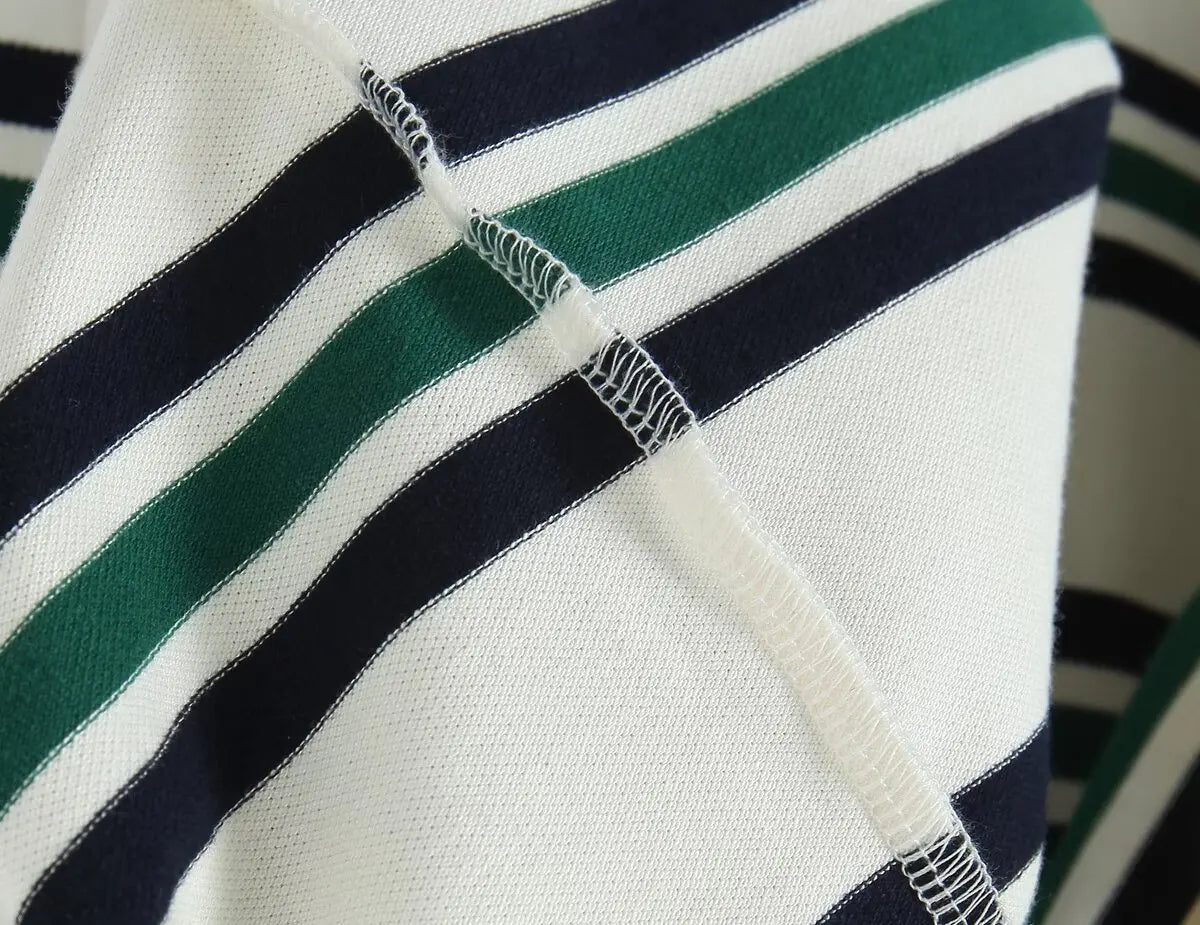 2025 Summer Ladies Polo Shirts Woman Long Sleeve Crop Top Striped Vintage Clothes Polo Shirts Mujer Streetwear Casual Tops Brown
