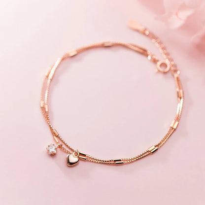 Fashion Shiny CZ Stars Love Hearts Sterling Silver 925 Bracelet for Women Luxury Wedding Engagement Fine Jewelry Gift
