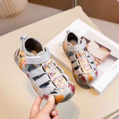 Boys Girls Casual Toes Capped Shoes Soft Sole Kids Sport Sandals Non-slip Children Summer Beach Shoes Classic Pull Rope 2025 New