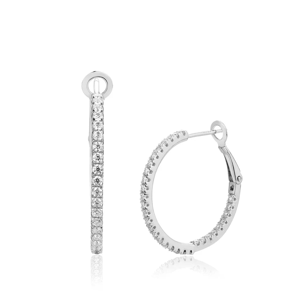 Moissanite Hoop Earrings for Women 1.5mm D Color 925 Sterling Silver Plated Yellow Diamond Earring Wedding Fine Jewelry