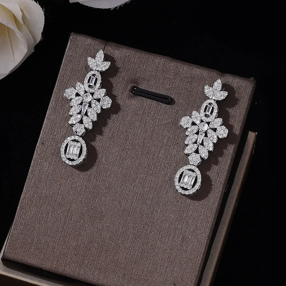 Bridal Zirconia For Women Party Luxury Dubai Necklace Bracelet Earringa Rings CZ Crystal Wedding Jewelry Sets