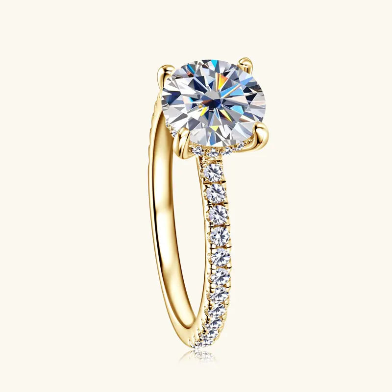 8mm 2.0CT Moissanite Solitaire Ring for Women 18k Gold Plated 925 Silver Engagement Wedding Promise Rings Finger Bands Jewelry