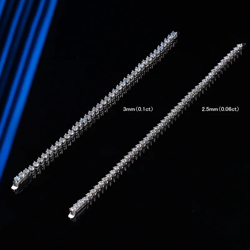 3 Claw 2.5/3mm Full D Color Moissanite Diamond Tennis Bracelet Hidden Buckle for Women Man 925 Silver Link Chain Bracelets