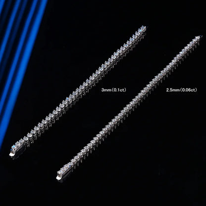 3 Claw 2.5/3mm Full D Color Moissanite Diamond Tennis Bracelet Hidden Buckle for Women Man 925 Silver Link Chain Bracelets