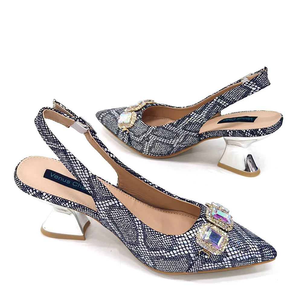 Rhinestone Pointed-Toe High Heels Shoes and Bags Set for Women Wedding and Party Elegant Luxury Fashion in Wine Color