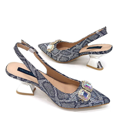 Rhinestone Pointed-Toe High Heels Shoes and Bags Set for Women Wedding and Party Elegant Luxury Fashion in Wine Color