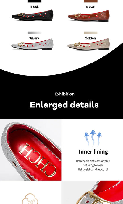 2025 Women's Flat Shoes New Punching Design Pointed Woman Shoes Simple Anti slip