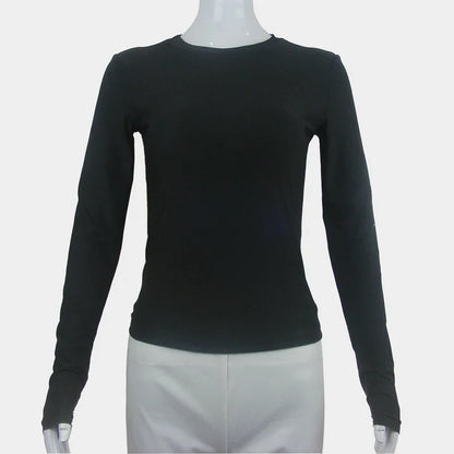 Woman Clothing Long Sleeve T-shirt Slim Fit Tops Female O-Neck Close-fitting Tee Shirt Street Wear 2024 Y2K Qtraf 2408