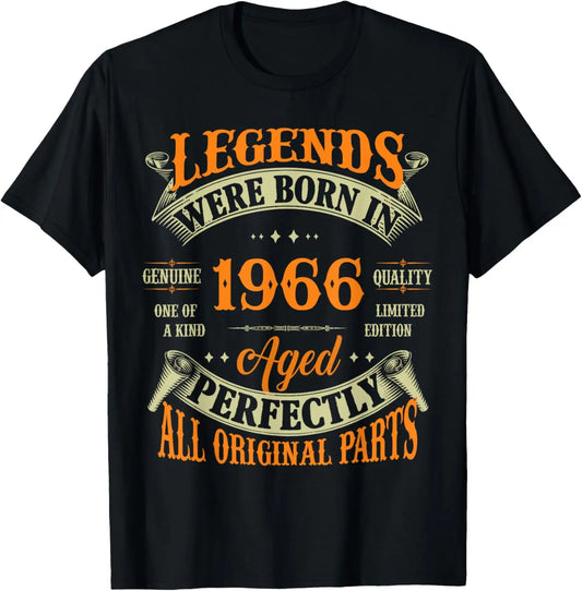 Vintage Legend Born in 1966 59th Birthday Tee 59 Years Old T-Shirt Custom Printed Graphic T Shirts Mens Clothing Ropa Hombre