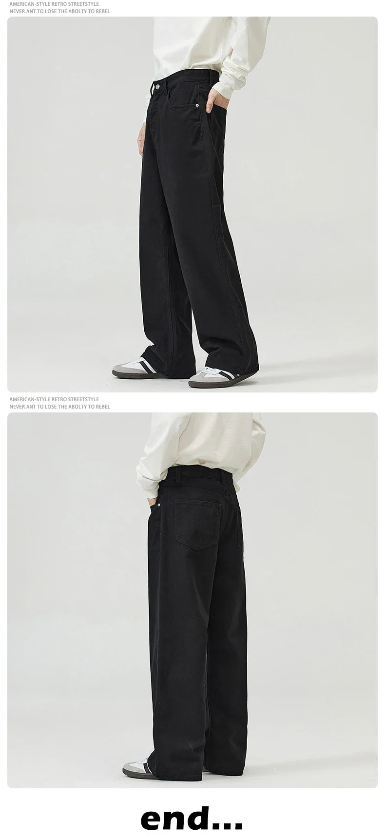 100％ Cotton Men's Baggy Straight Jeans Comfortable Soft Casual Pants Fashion Korean White Brown Denim Trousers Male Clothing
