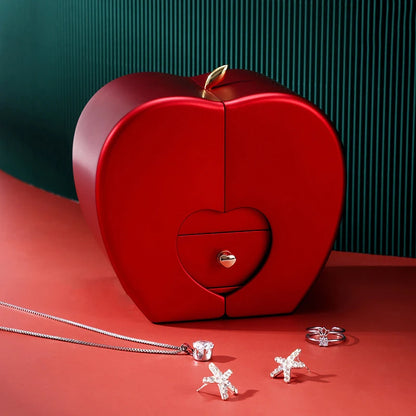 Luxury Red Zircon Pendant Necklace With Apple Gift Box Fashion Jewelry For Women Girlfriend 2023 New Romantic Christmas Gifts