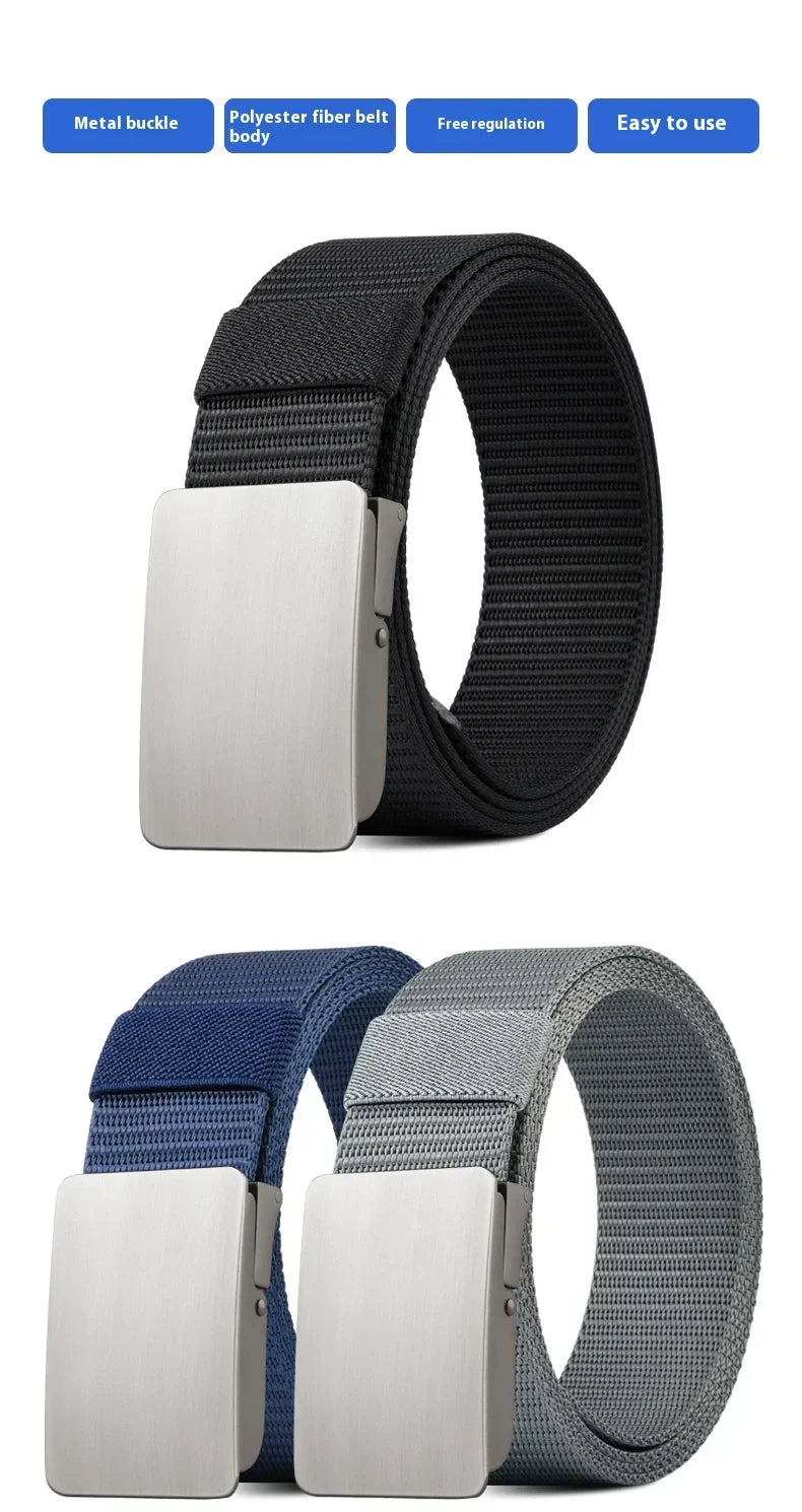Unisex Canvas Belt Tweed Plaid Casual Polyester Four Seasons Universal Double Color Tweed Plaid Polyester Leisure Belt