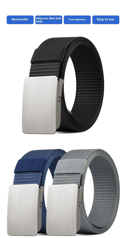 Unisex Canvas Belt Tweed Plaid Casual Polyester Four Seasons Universal Double Color Tweed Plaid Polyester Leisure Belt