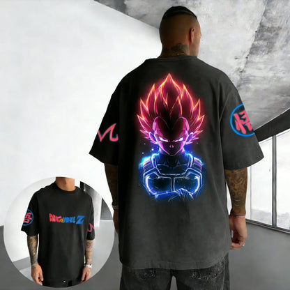 T-shirt Summer New Vegeta Print Men and Women Harajuku Loose Casual Parent-child Short Sleeved Shirt