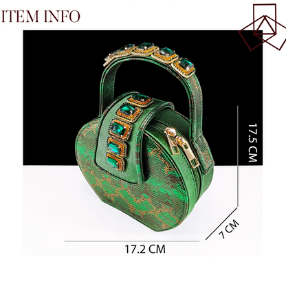 Elegant Green Peep-Toe Women Heel Pumps for Italian Matching Party Shoes and Bags Set for Parties with Diamond Accents