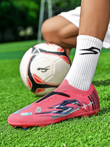 AG/FG Soccer Cleats Kids Youth Training Shoes PU Fabric Upper TPU Sole Non-Slip Wear-Resistant Firm Ground