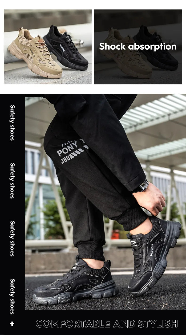 Unisex Mesh Steel Toe Cap Summer Safety Shoes For Men Light Breathable Sneaker Comfortable Indestructible Hombre Work Sneakers