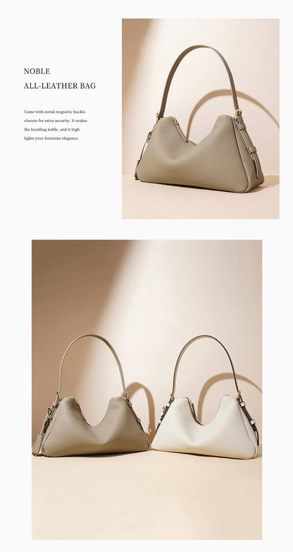 Genuine Leather Satchel Bags For Women Simple Fashion Ladies Underarm Handbag Large Capacity Shoulder Bag 2025 New