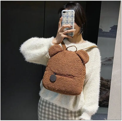Cute Bear Plush Backpack Embroidered Name Autumn Winter Kids Outdoor Shoulder Bags Custom Personalized Children's Gift Bags