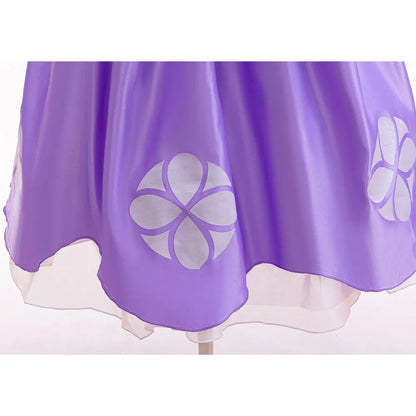 Sofia Princess Dress For Girl Summer Dress Birthday Carnival Party Sophia Sleeve Fluffy Ball Dress + Accessories