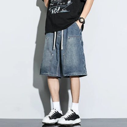 Men's Denim Shorts Summer Loose Vintage Hip-hop Cargo Moto Short