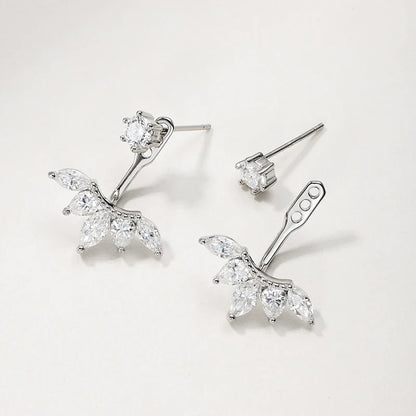 Trendy Full Moissanite Stud Earrings for Women Elegant Wedding Engagement Lab Diamond Ear Pure 925 Silver Jewelry Gifts