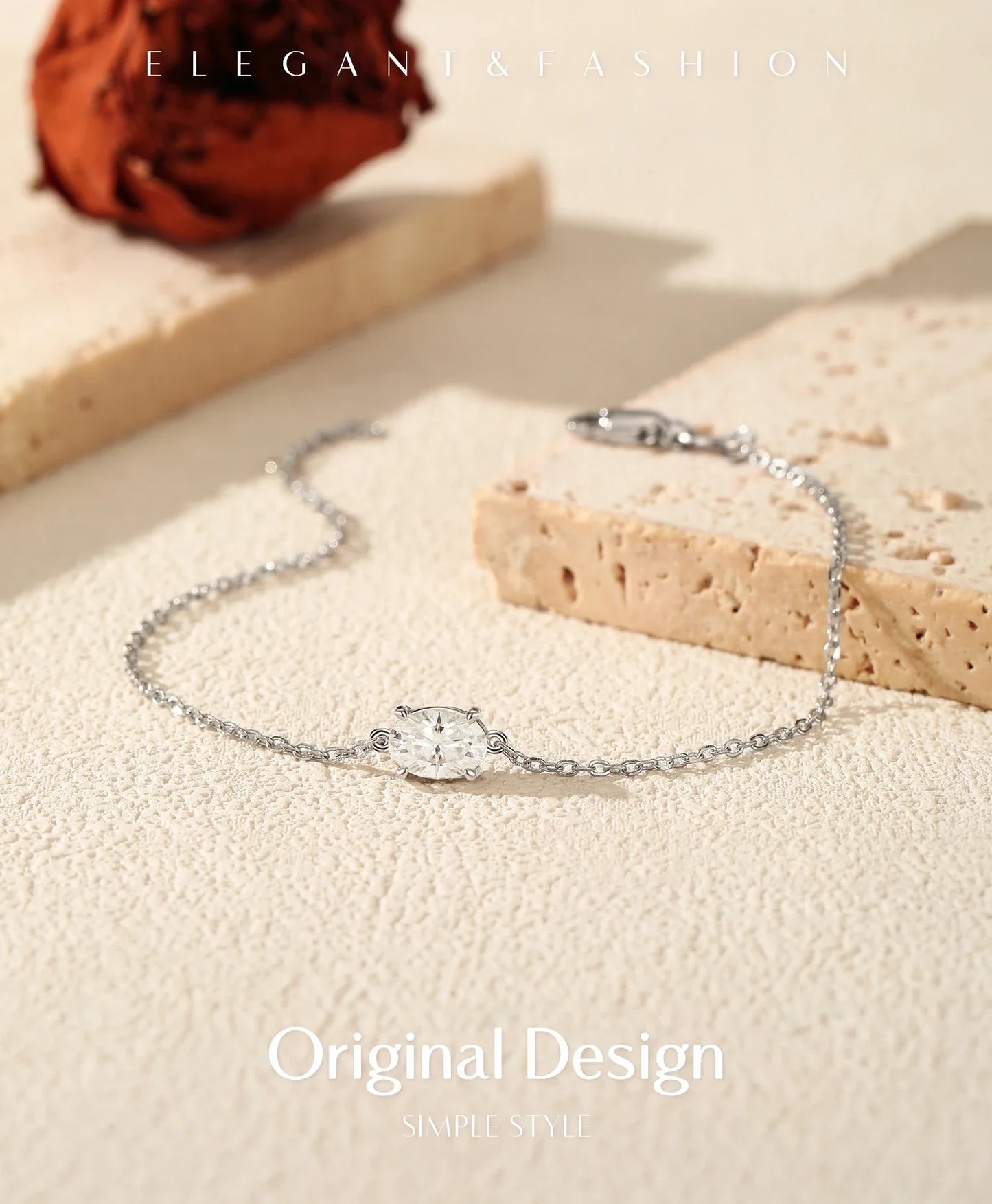 1CT Oval Moissanite Bracelet 925 Sterling Silver Trendy Temperament Link Chain Bracelet For Women Fine Jewelry