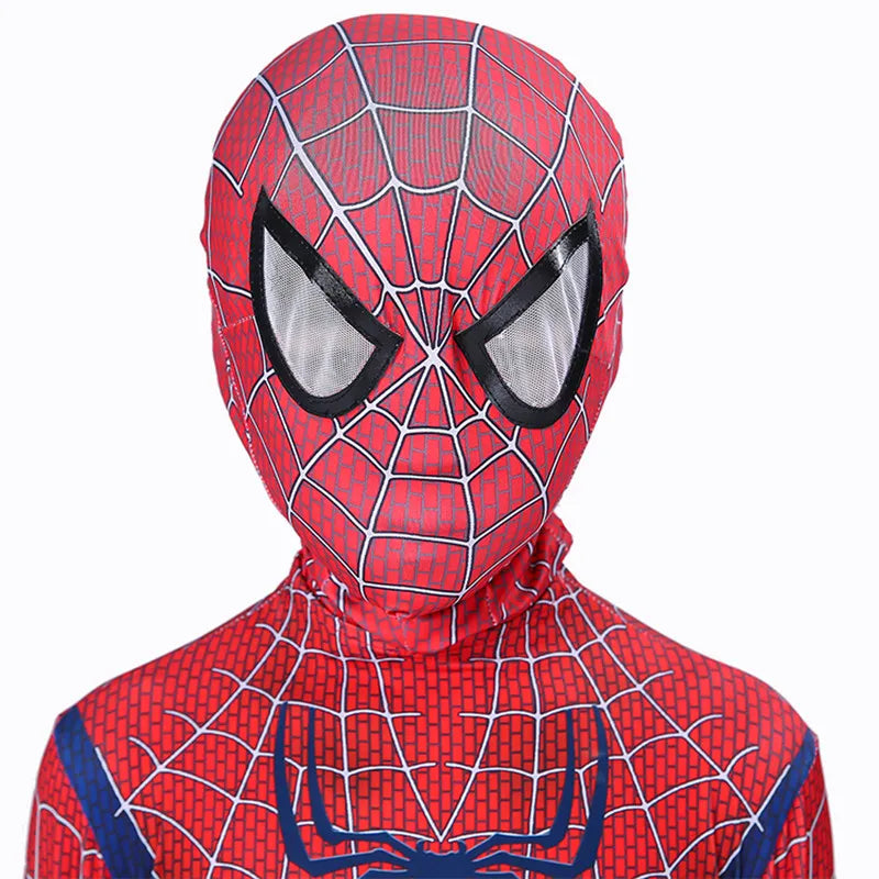 New Remy Jumpsuit with Halloween Superhero Web Spider Mask Costume for Boys Girls Soft Breathable Fabric Party Dress Up Cosplay