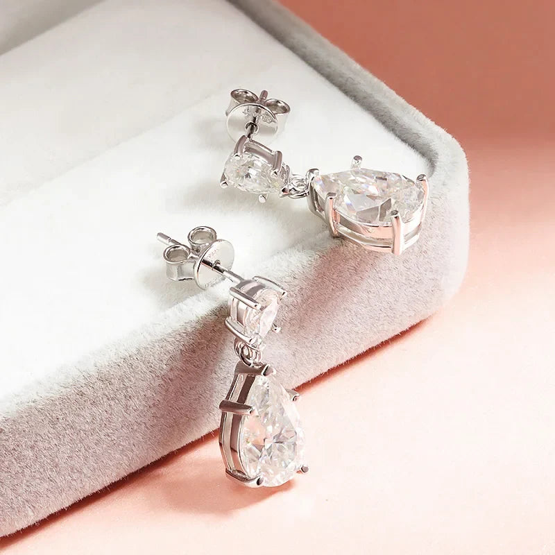 7cttw Pear Cut 100% D Color Full Moissanite Drop Earrings for Women Top Quality 925 Sterling Silver Plated 18k Jewelry
