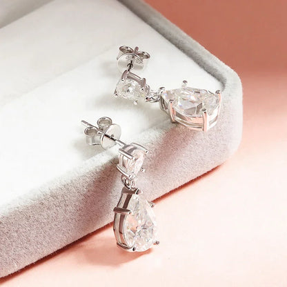 7cttw Pear Cut 100% D Color Full Moissanite Drop Earrings for Women Top Quality 925 Sterling Silver Plated 18k Jewelry