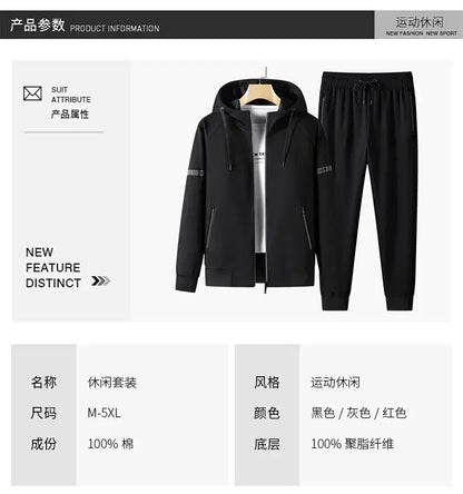 Thicker Fleece Jacket+Pants 2 Pieces Men Winter Tracksuit Sets Black Red Gray Sets Hoodies Casual Hooded Warm Sweatshirts+Pants