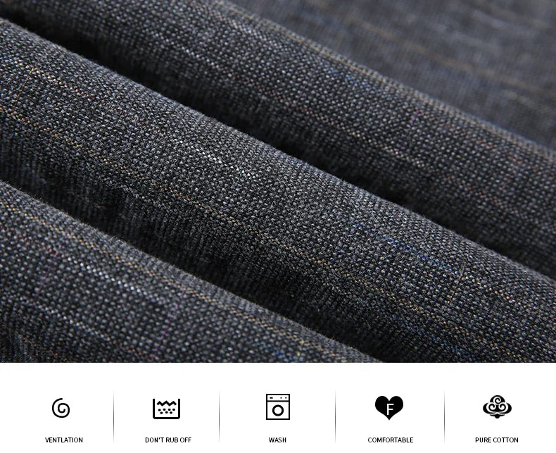Spring Autumn New Men's Plaid Pants Black Blue Business Casual Formal Fashion Korean Classic Male Clothes Straight Trousers