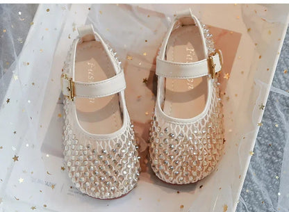 Girls Flat Shoes Sparkling Hollowed-Out Princess Shoes for Kids 2025 Summer New Sandals Mesh Hook&loop Toddlers Breathable Ins