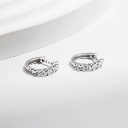 Moissanite Small Hoop Earrings 925 Sterling Silver Hollow Sparkling Ear Buckles For Women Wedding Fine Jewelry