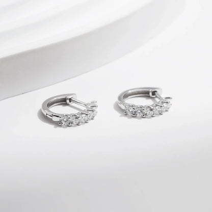Moissanite Small Hoop Earrings 925 Sterling Silver Hollow Sparkling Ear Buckles For Women Wedding Fine Jewelry