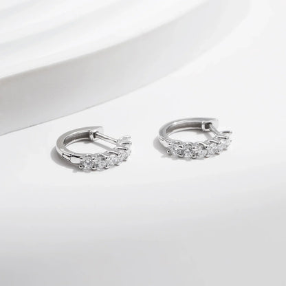 D Color Moissanite Small Hoop Earrings 925 Sterling Silver Hollow Sparkling Ear Buckles For Women Wedding Fine Jewelry