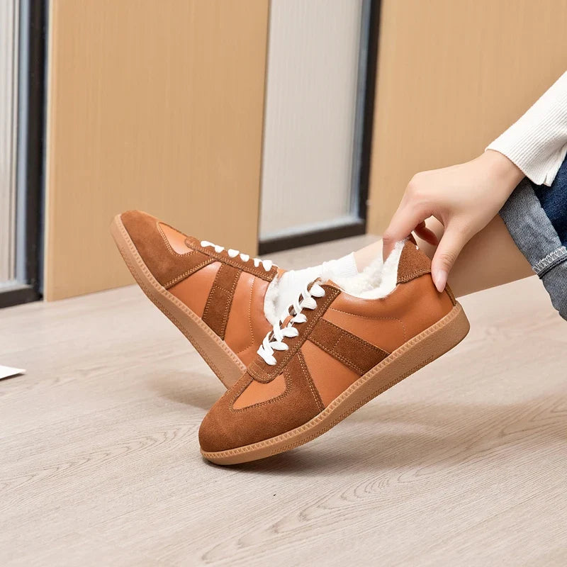 Women's Sneakers 2026 New Genuine Leather Ladies Moral Training Shoes Casual Spring Flat Shoes Women