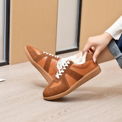 Women's Sneakers 2026 New Genuine Leather Ladies Moral Training Shoes Casual Spring Flat Shoes Women
