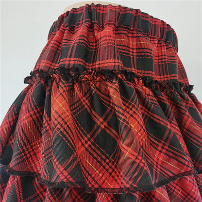 Pink Skirt Japanese College Style Youth Girl Plaid Skirt Female High Waist Slim Lolita Cosplay Y2k Skirt Goth Skirt