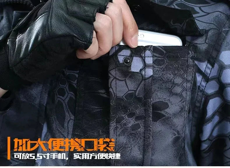 Black Python Pattern Wear-resistant Overalls Labor Insurance Cloth Uniform Men's Soft Tracksuit Outdoor Suit