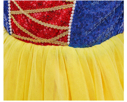 Sequins Girl Snow White Fancy Dress Kids Carnival Christmas Party Princess Costume Children Birthday Performance Clothes