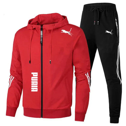 Men's Spring Autumn Tracksuit Set Long Sleeve Hoodie And Joggers 2-Piece Fitness Running Sportswear Casual Clothing